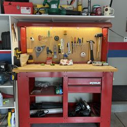 Red Work bench with Lights 