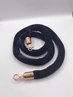 Black Stanchion Rope with Gold Clasps, 1.25" x 6'