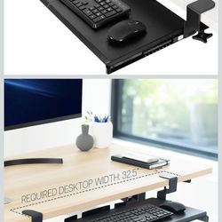 VIVO Large Keyboard Tray Under Desk Pull Out with Extra Sturdy C Clamp Mount System, 27(33 Including Clamps) x 11 Inch Slide-Out Platform Computer Dra