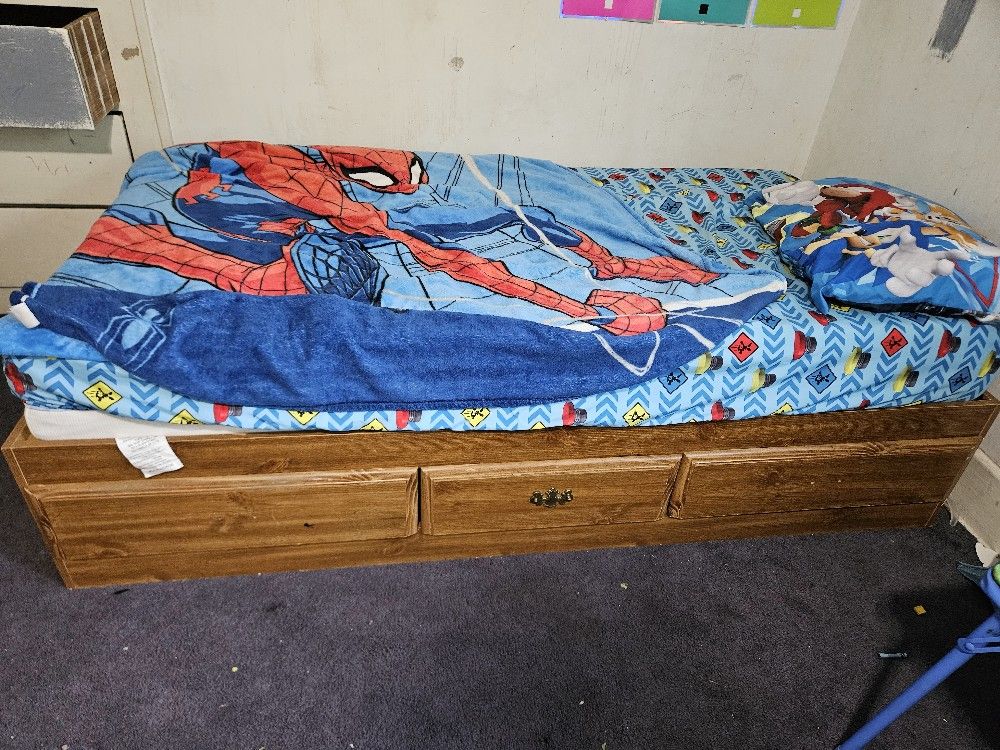 Wood Twin Bed Frame With Drawers