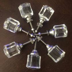 7 Antique Glass Drawer Pulls. Knobs 