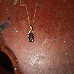 Ruby Pendant Gold Necklace... Stamped 1/20 14k