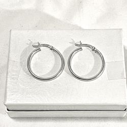 Brand New Solid Silver 1-1/4” silver hoop earrings