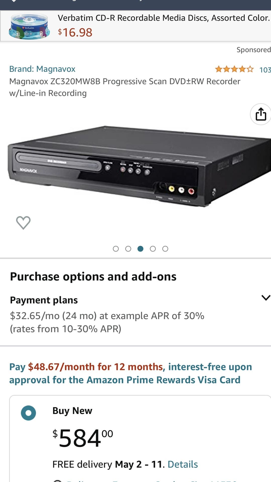 Magnavox ZC320MW8B Progressive Scan DVD±RW Recorder w/Line-in Recording