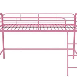 Twin Metal Loft Bed, Pink