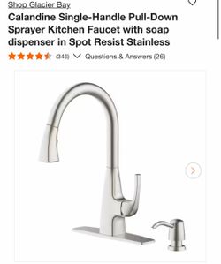 Shop Glacier Bay. Calandine Single-Handle Pull-Down Sprayer Kitchen Faucet with soap dispenser in Spot Resist Stainless