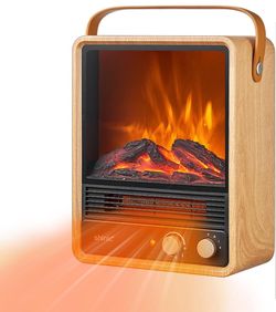 Shinic Portable Fireplace Heater for Indoor Use,1500W Fireplace Space Heater with Thermostat, Realistic 3D Flame & Crackling Sound, ETL Listed Home Of