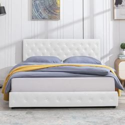 Brand New White King Bed With 4 Storage Drawers ( Mattress Sold Separately )