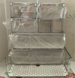 Billie-Ann Food Storage Container 7 PCS Refrigerator Organizer Bins + Lids Various Size Stackable Storage Bins for Fridge Countertop Cabinets Pantry