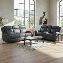 Recliner (Set of 2pc), Loveseat Sofa, 3-Seater Couch