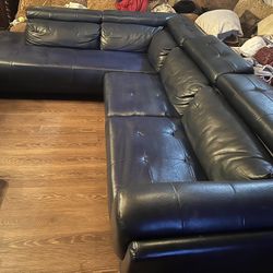 Vegan Leather Navy Blue Sectional