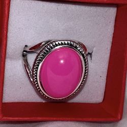 Hot Pink and Silver Ring