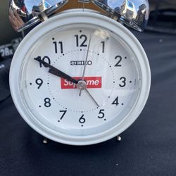 Supreme FW22 x Seiko Two-Bell Alarm Clock White QHK908WL - 7.25" x 5.5" x 2.75"