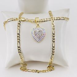 Corazónes y cadena oro laminado 14k/14k gold plated hearts and chains-Rosado. pink 6