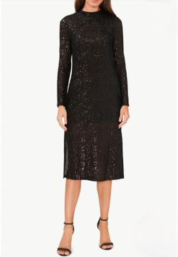 Sequin Long Sleeve Midi Cocktail Dress