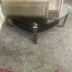 Glass And Wood End Table 