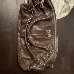 Chocolate Brown And Green Coach Bag