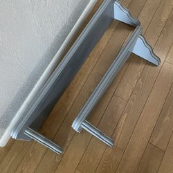 Gray Wood Floating Shelves One Is 36 Inches Long And One Is 24 Inches Long