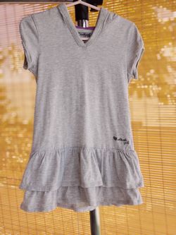OshKosh Girl Gray ruffle dress w/ hood