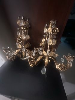 Vintage Italian or French style metal floral wall sconces