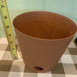 New 6 By 6 Inches Tall Tapered Self Watering Flower Pot In Easy Plastic