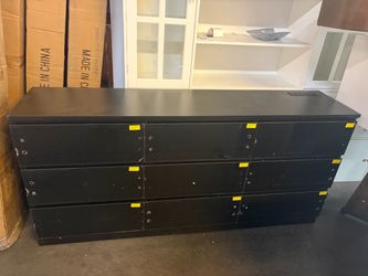 70”W ,9 Drawers Dresser with Power Outlet, Wide High Gloss Chest of Drawers Large, Modern Storage Drawer Dresser for Bedroom, Black