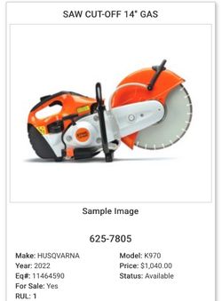 SAW CUT-OFF 14" GAS FOR SALE!! $1,040