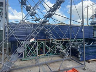 14 step warehouse rolling ladders