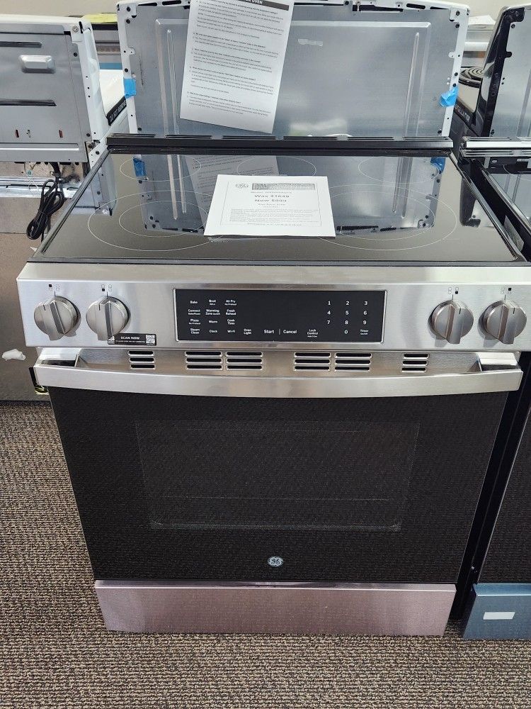 30 in. 5 Burner Element Smart Slide-In Electric Convection Range in Stainless w/ EasyWash Oven Tray & No-Preheat Air Fry