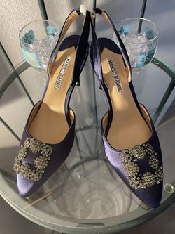 Manalo Blaknik Navy Blue Dress Sling backs
