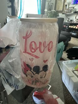 Love Minnie And Mickey Glass Tumbler