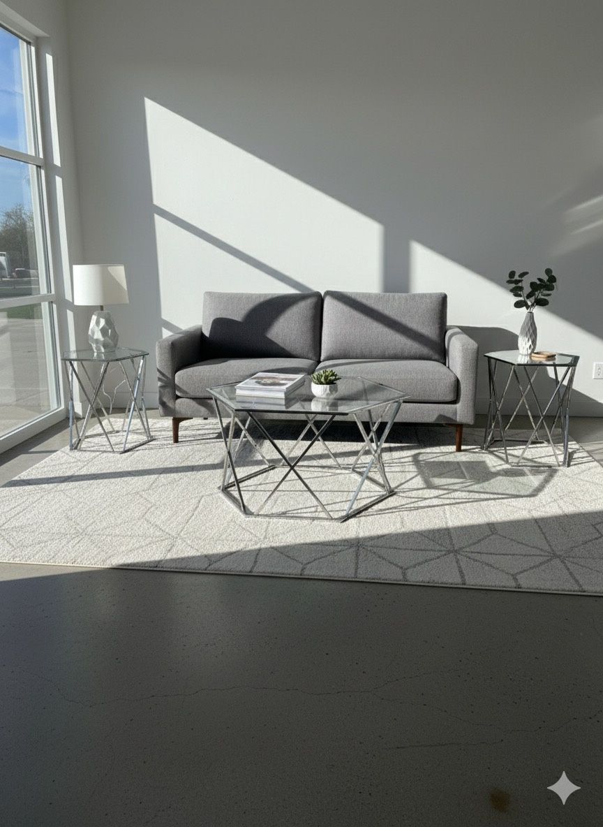 Modern Chrome Glass Table Set – Ashley Furniture (Set of 3) $100 OBO