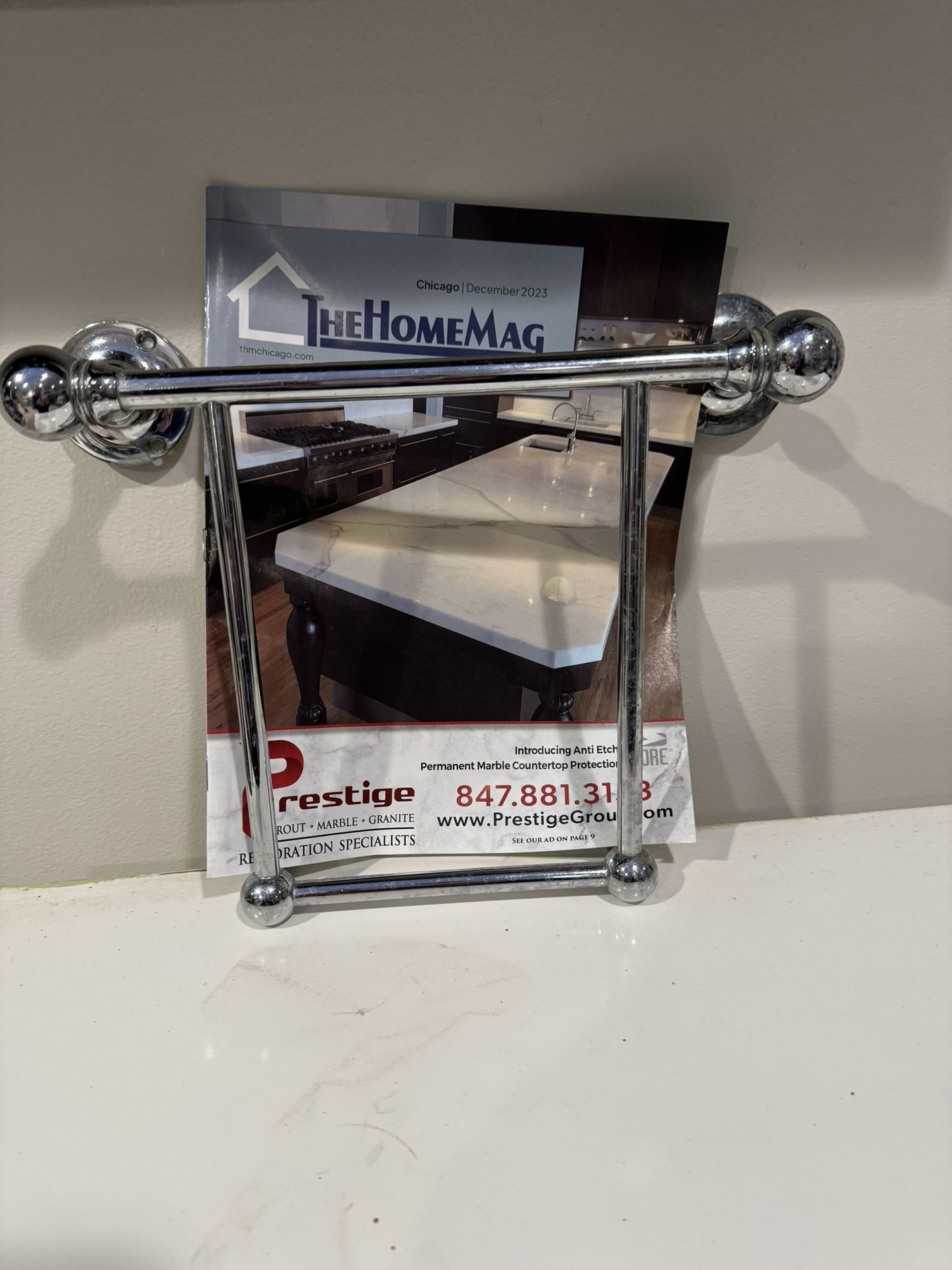 POTTERY BARN CHROME BATHROOM MAGAZINE HOLDER