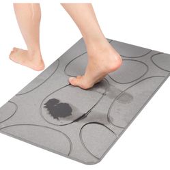Lidera Stone Bath Mat Diatomite Sleek, Quick Dry Stone Bath Mat Durable & Ultra-Absorbent Stone Bath Mats for Bathroom Grey 15x23x0.35 inches