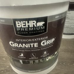 Brand New 5 Gal Gray Granite Grip Flat Interior/ Exterior Concrete Floor Coating