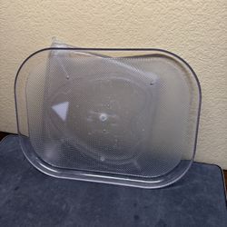 Lazy Susan turntable organizer designed for refrigerator, cabinet or pantry. 