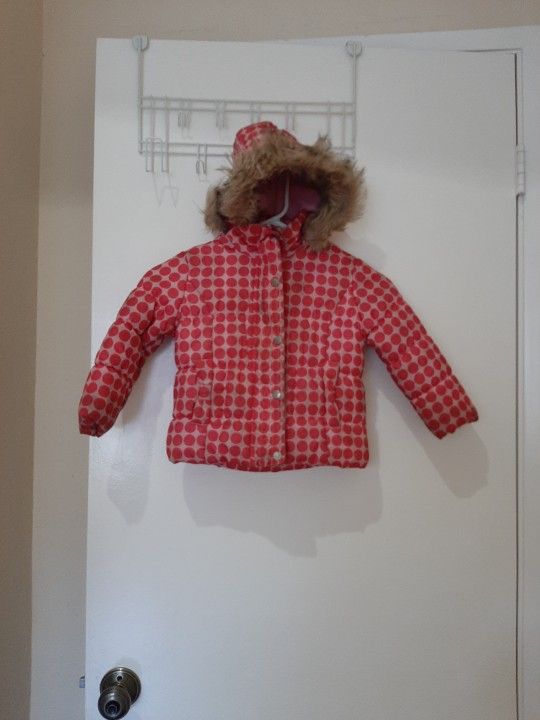 Pink Polka Dot Winter Coat Size - 3T