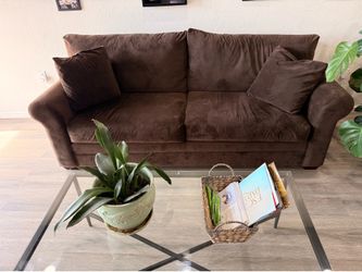 Large Brown Suede Sofa – Super Comfortable – Excellent Condition