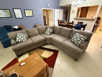 Large Gray Fabric Sectional Sofa
