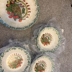 Vintage Italian Pasta Bowl Set – 13 Pieces – Spaghetti Bowls + Large Serving Bowl – Made in Italy