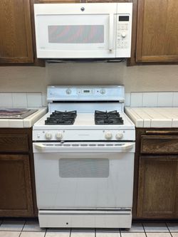 stove, mircowave, and fridge