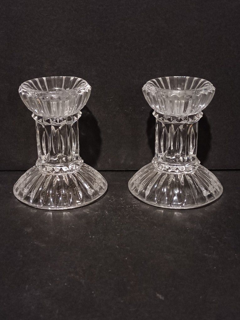 Vintage Glass Candle Holders Pair