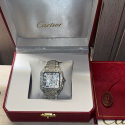 Moissanite luxury Cartier watch PASSES DIAMOND TESTER *