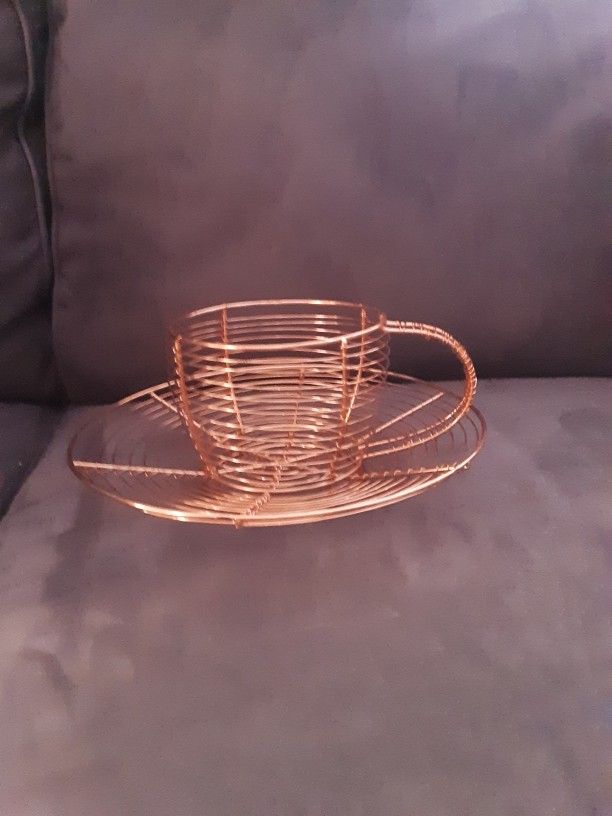 Vintage Solid Copper Tea Cup/Saucer