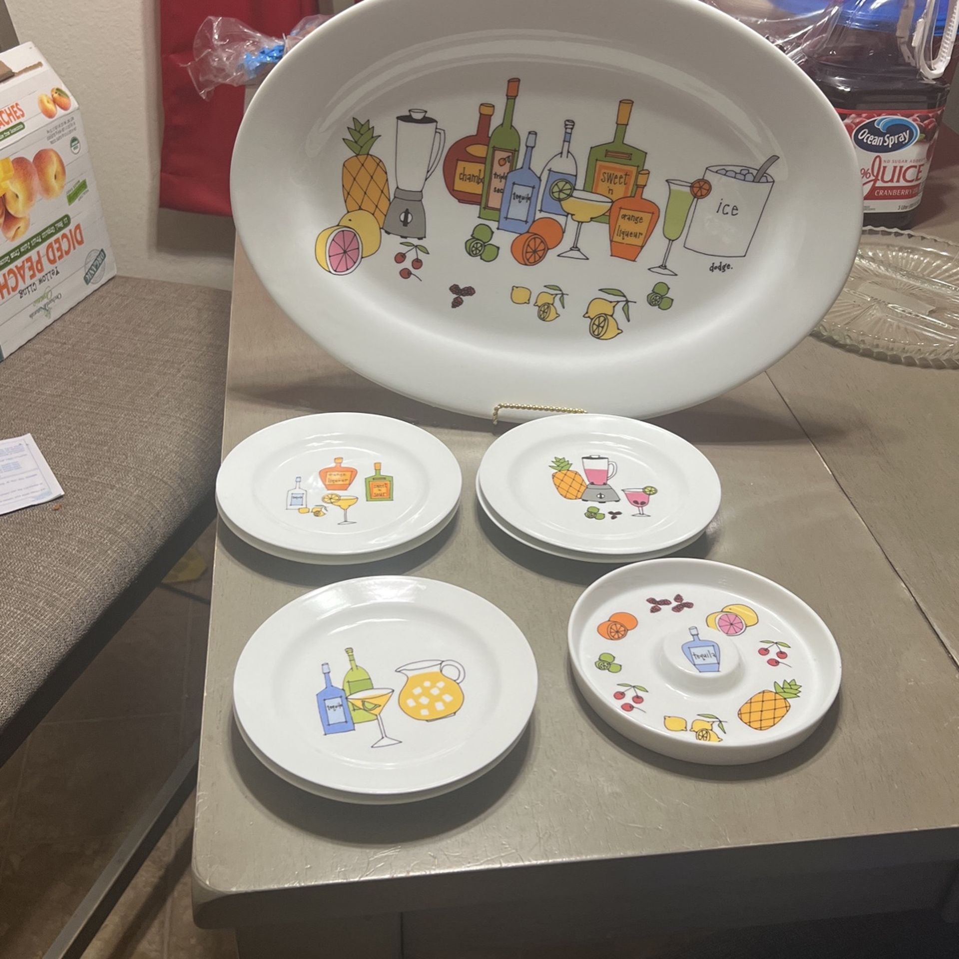 Margarita Themed Platter, 6 Plates & Glass Dimmer