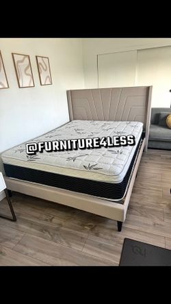 New Queen  bed frame with mattress