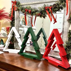 Handmade Wooden Christmas Tree Shelf Decor Pine Montaño 17x14 Holiday Display