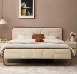 Nelsie Queen Size Upholstered Platform Bed - brand new