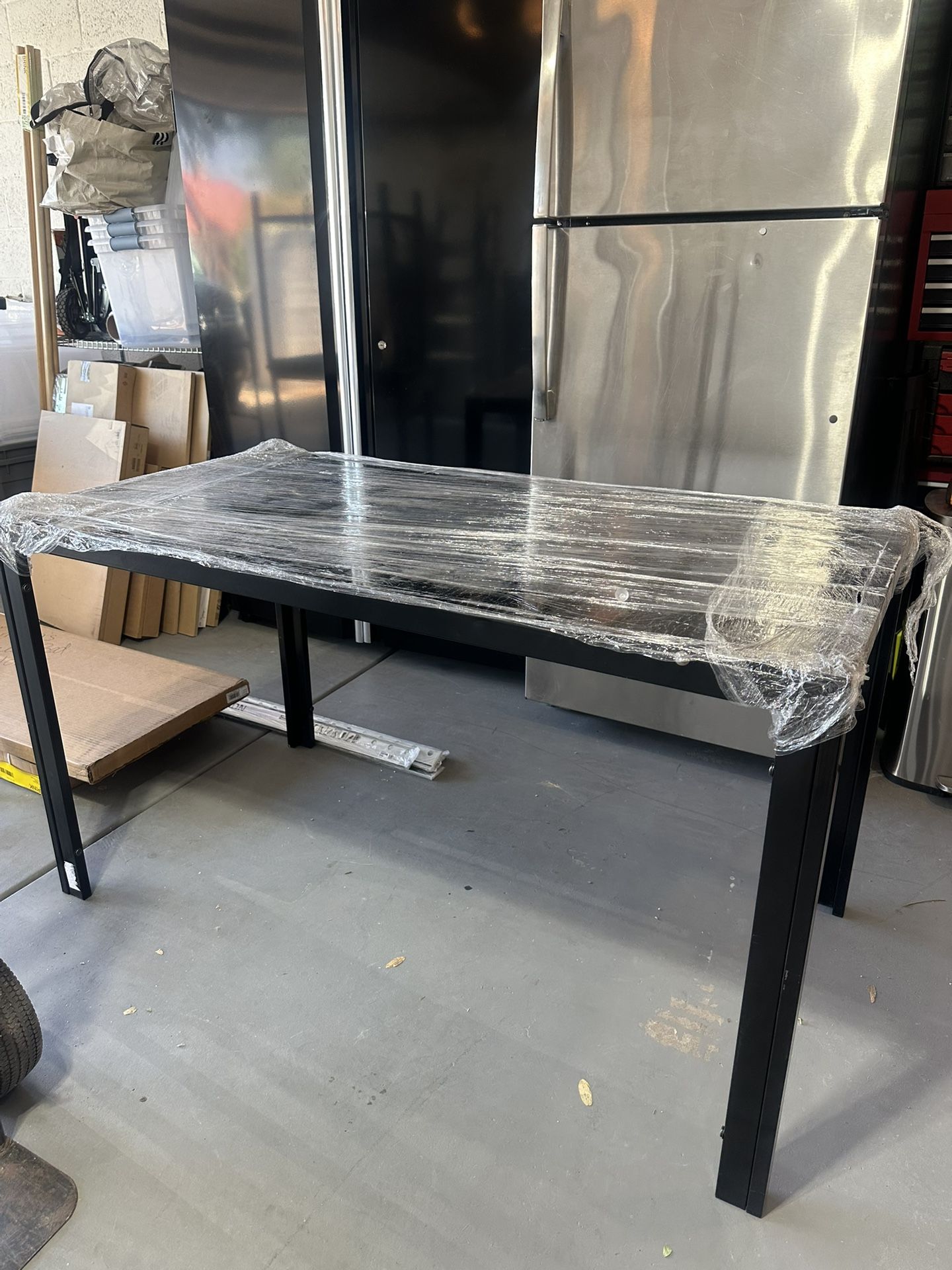 Black Glass Top & Metal Indoor/outdoor dining Table