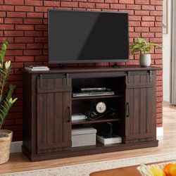 New Brown Barn Doors TV Stand In Box 